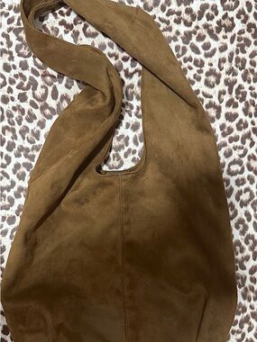 Brown Suede Shoulder Hobo Bag - Women